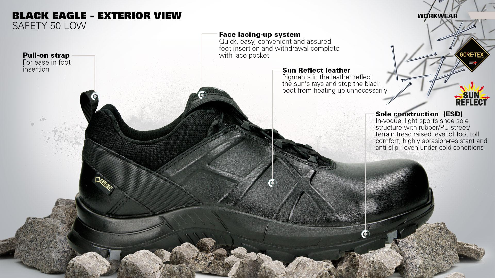 HAIX Black Eagle Safety 50 Low Men's Safety Shoe, Gore-Tex Waterproof, Composite Toe, ESD, EN ISO 20345 S3 Secondary image