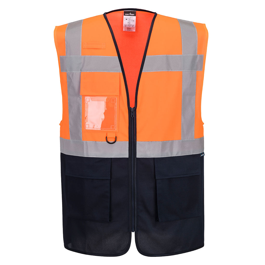 Portwest ES076 Essential Hi-Vis Contrast Executive Vest Orange/Navy Medium Main image