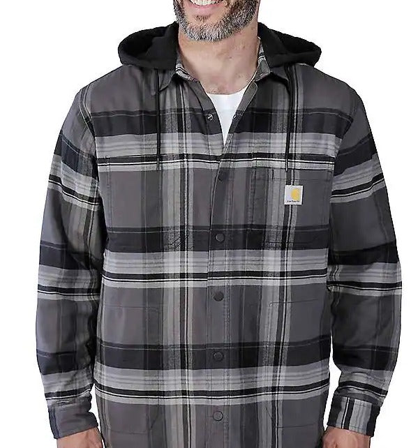 Carhartt 105938 Relaxed Fit Rugged Flex Flannel Fleece-Lined Hooded Shirt Jac