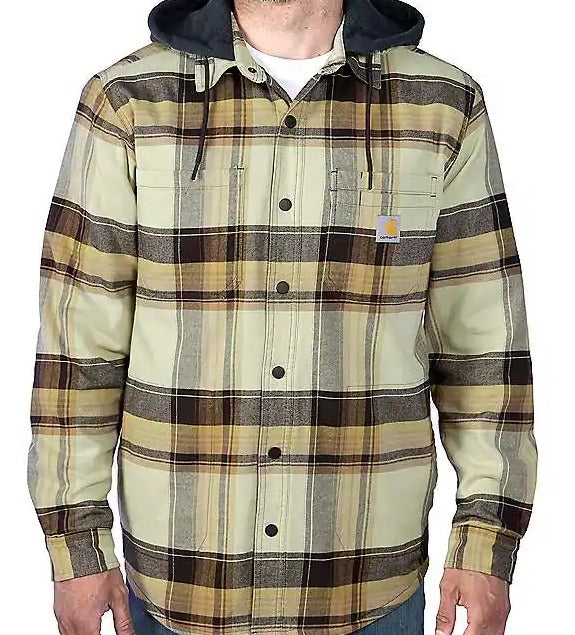 Carhartt 105938 Relaxed Fit Rugged Flex Flannel Fleece-Lined Hooded Shirt Jac
