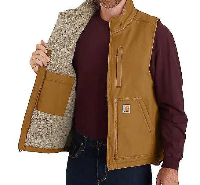Carhartt 104277 Loose Fit Washed Duck Sherpa-Lined Mock-Neck Vest Secondary image