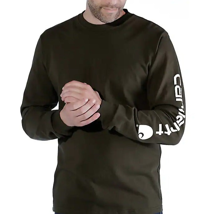 Carhartt EK231 Relaxed Fit Heavyweight Long-Sleeve Logo Sleeve Graphic T-Shirt
